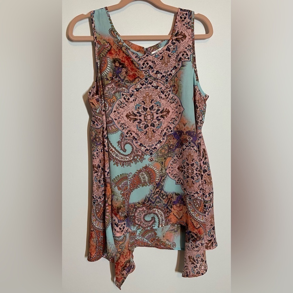 SPENCE Tunic Boho Multi Colour Flowing Size M